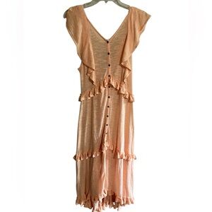Free People FP Beach Women’s Amelia Maxi Gauzy Ruffle Romantic Flowey Dress‎ M